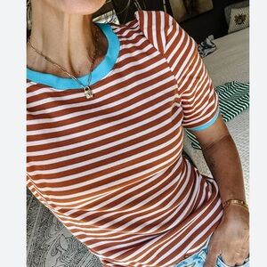 Maeve Pink and Brown Striped Tee